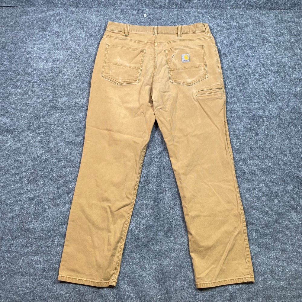 Carhartt Relaxed Fit Work Pants Tan Canvas BN2517-M Mens 35x32 Brown Utility